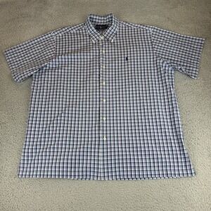 Polo Ralph Lauren Men's Andy Camp Blue Plaid‎ Button Up Short Sleeve Shirt XL